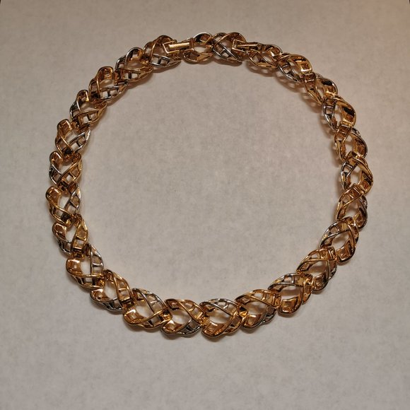 Vintage D'orlan Gold/Sliver Toned 22K Gold Plated Choker Necklace (NG-DOR01) - Picture 2 of 7